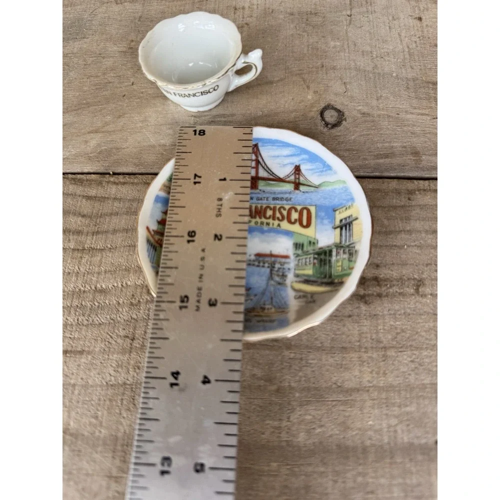 Vintage Small Souvenir Plate‎ And Teacup SAN FRANCISCO Gold Trim
